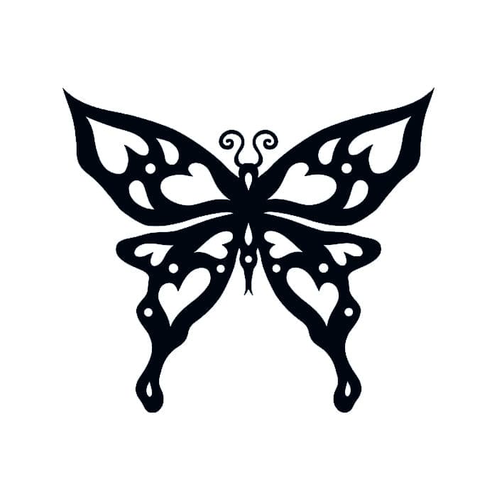 Heart Tribal Butterfly Temporary Tattoo 2 in x 2 in
