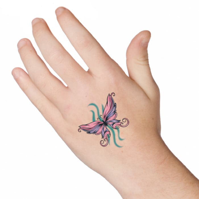 Pink and Purple Butterfly Temporary Tattoo 2 in x 2 in