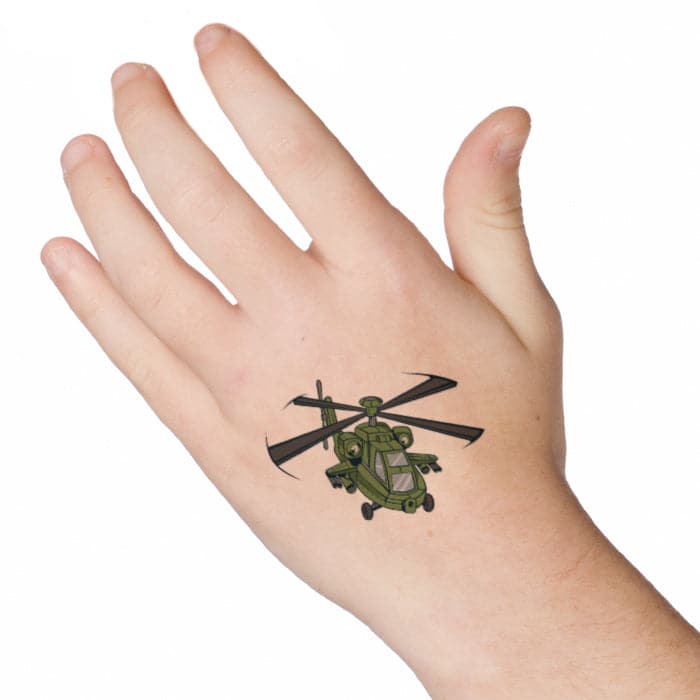 Helicopter Temporary Tattoo 2 in x 2 in