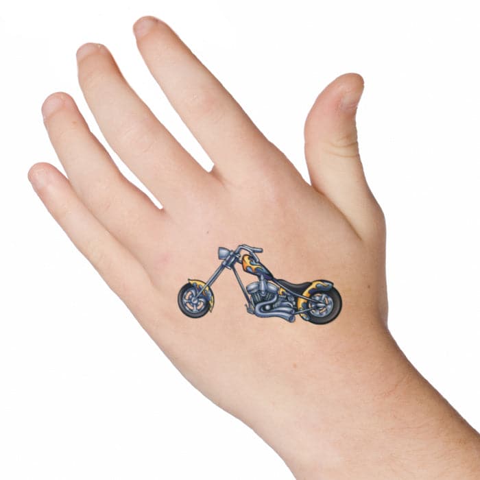 Chopper Motorcycle Temporary Tattoo 2 in x 2 in