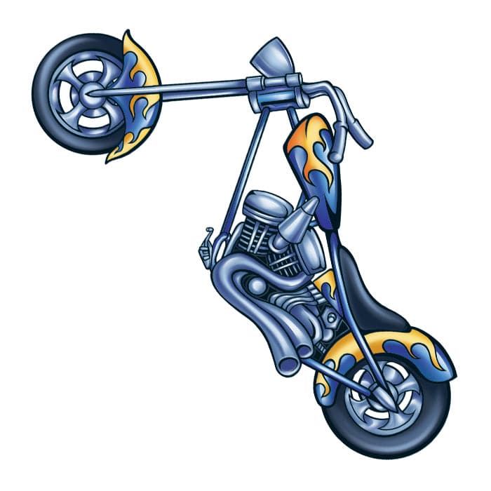 Chopper Motorcycle Temporary Tattoo 2 in x 2 in
