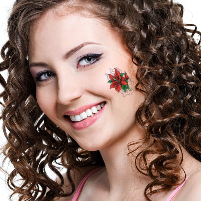 Red Flower Temporary Tattoo 2 in x 2 in