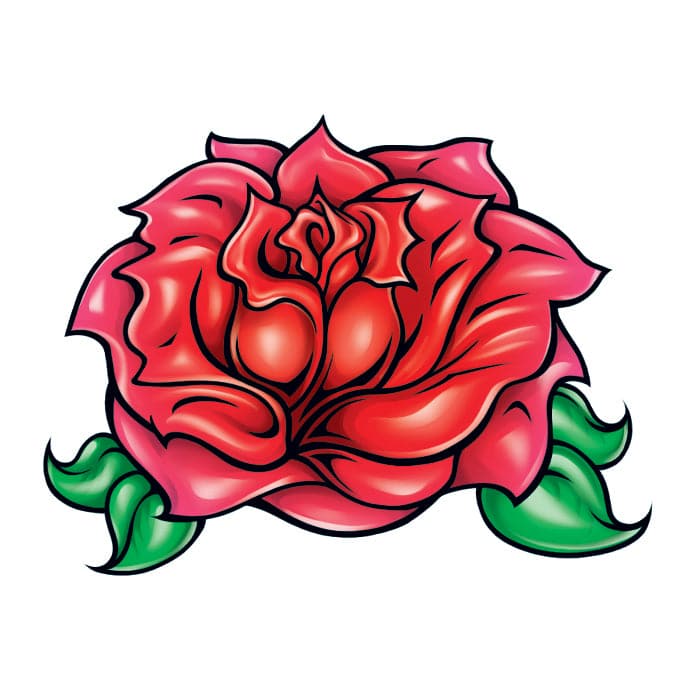 Red Rose Temporary Tattoo 2 in x 2 in