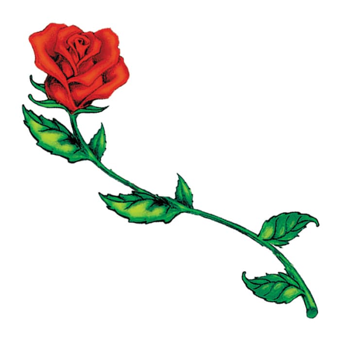 Long Stemmed Rose Temporary Tattoo 2 in x 2 in