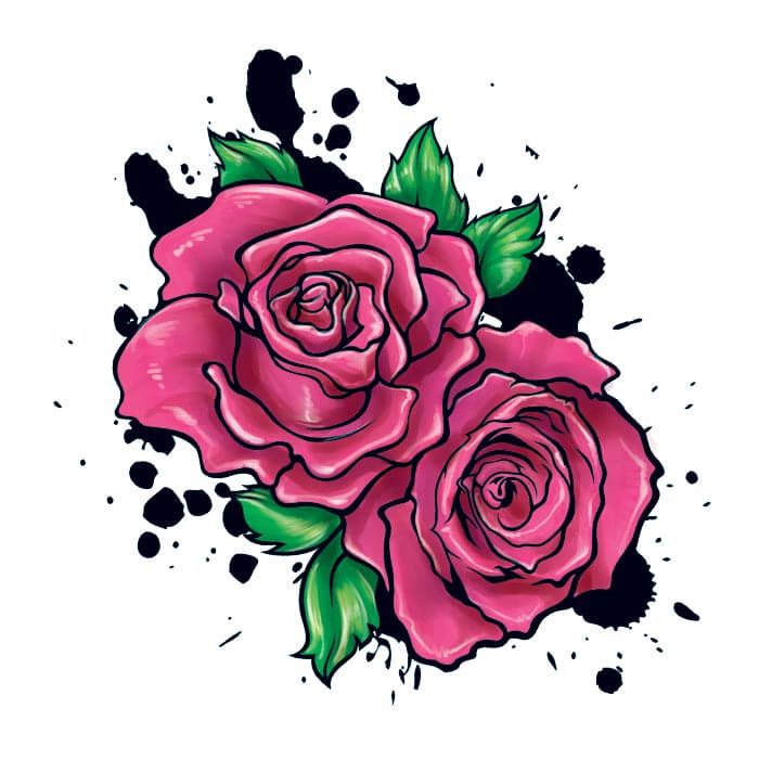 Two Roses Temporary Tattoo 2 in x 2 in