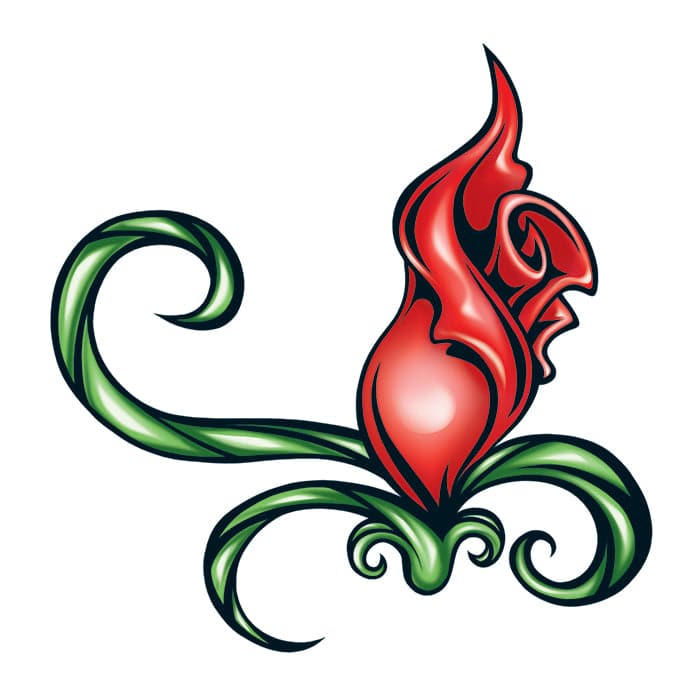 Rose Bud Temporary Tattoo 2 in x 2 in