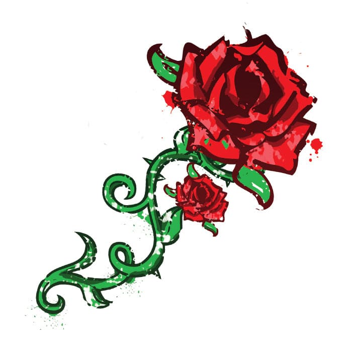 Double Rose Temporary Tattoo 2 in x 2 in