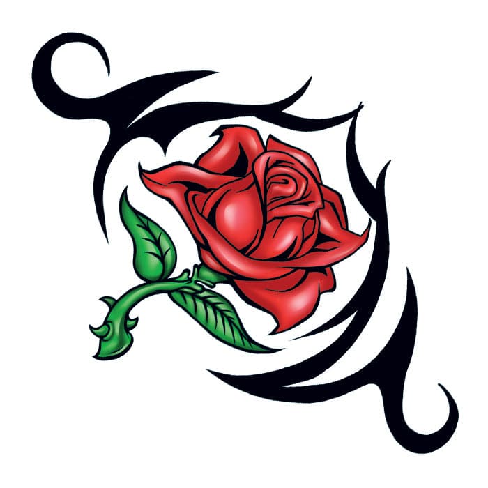 Tribal Rose with Thorn Temporary Tattoo 2 in x 2 in