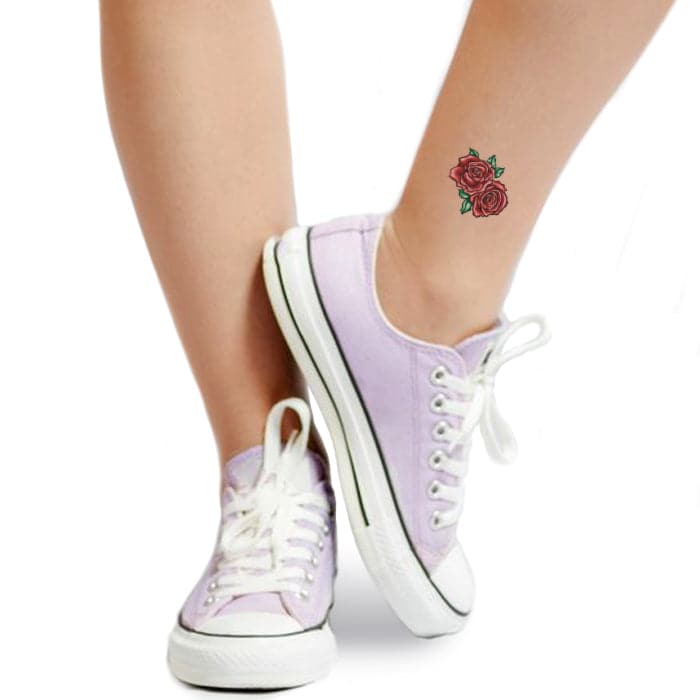 Two Red Roses Temporary Tattoo 2 in x 2 in