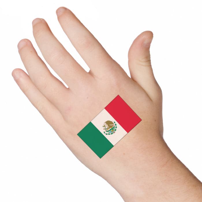 Mexico Flag Temporary Tattoo 2 in x 1.5 in