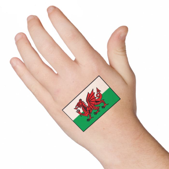 Wales Flag Temporary Tattoo 2 in x 1.5 in