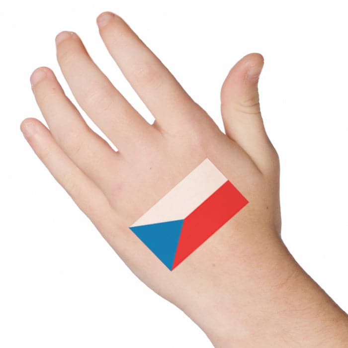 Czech Republic Flag Temporary Tattoo 2 in x 1.5 in