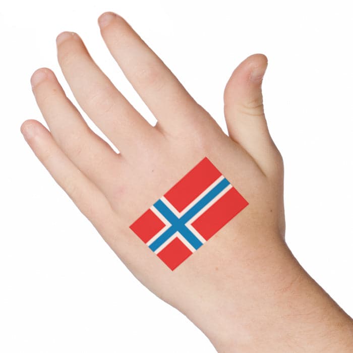 Norway Flag Temporary Tattoo 2 in x 1.5 in