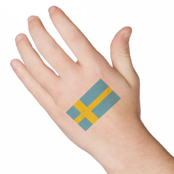 Sweden Flag Temporary Tattoo 2 in x 1.5 in