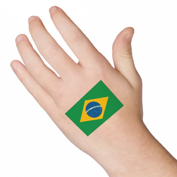 Brazil Flag Temporary Tattoo 2 in x 1.5 in