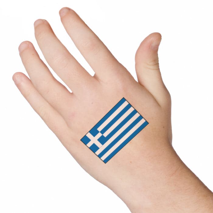 Greece Flag Temporary Tattoo 2 in x 1.5 in