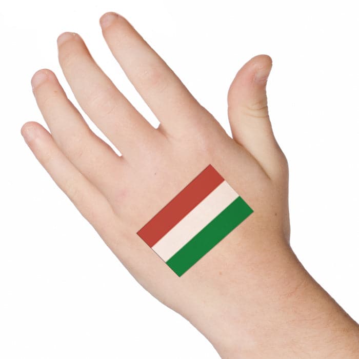 Hungary Flag Temporary Tattoo 2 in x 1.5 in