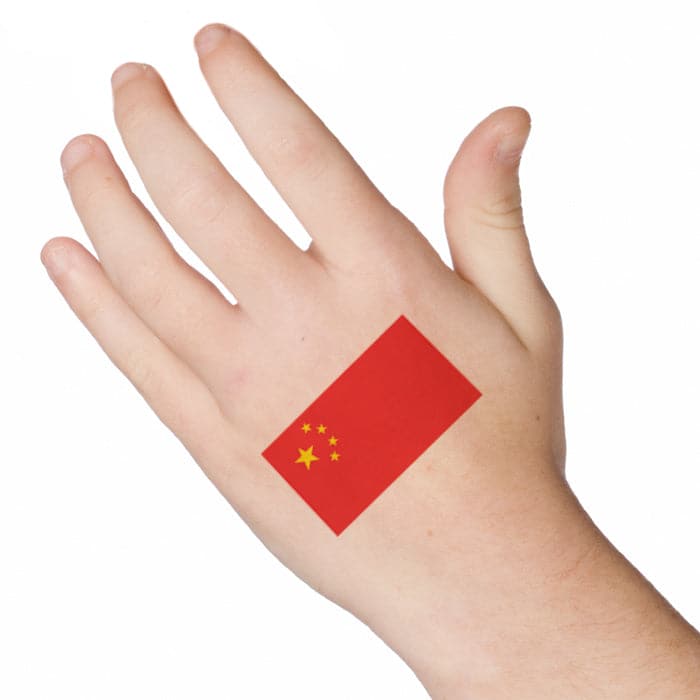 China Flag Temporary Tattoo 2 in x 1.5 in