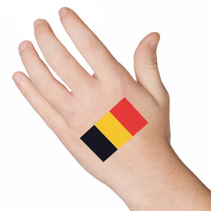 Belgium Flag Temporary Tattoo 2 in x 1.5 in