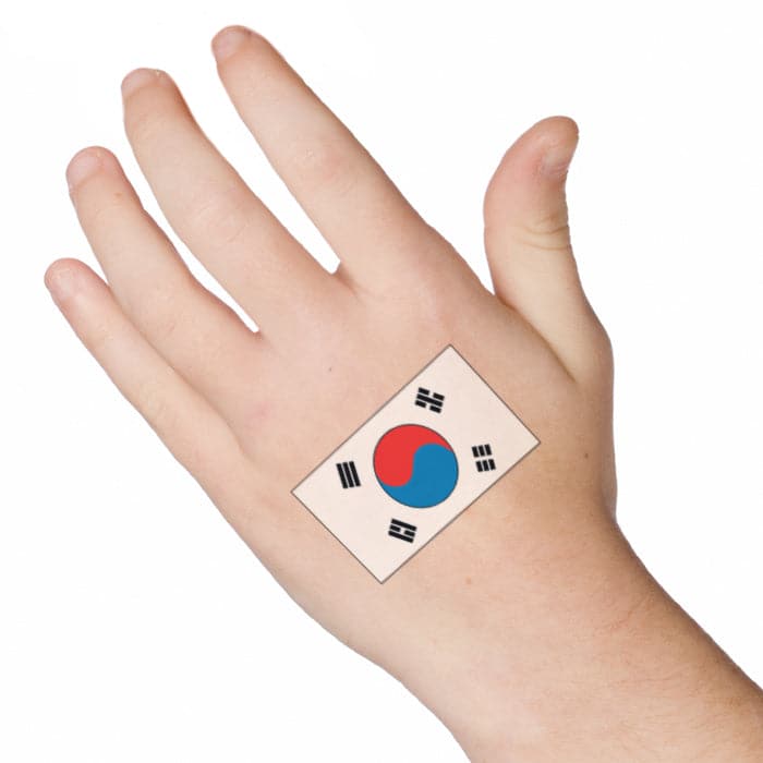 Korea Flag Temporary Tattoo 2 in x 1.5 in