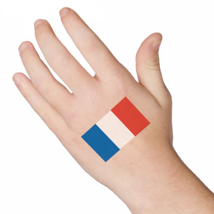 France Flag Temporary Tattoo 2 in x 1.5 in