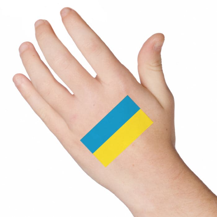 Ukraine Flag Temporary Tattoo 2 in x 1.5 in