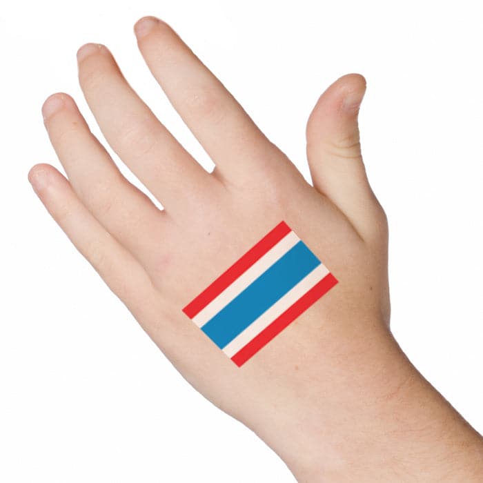 Thailand Flag Temporary Tattoo 2 in x 1.5 in
