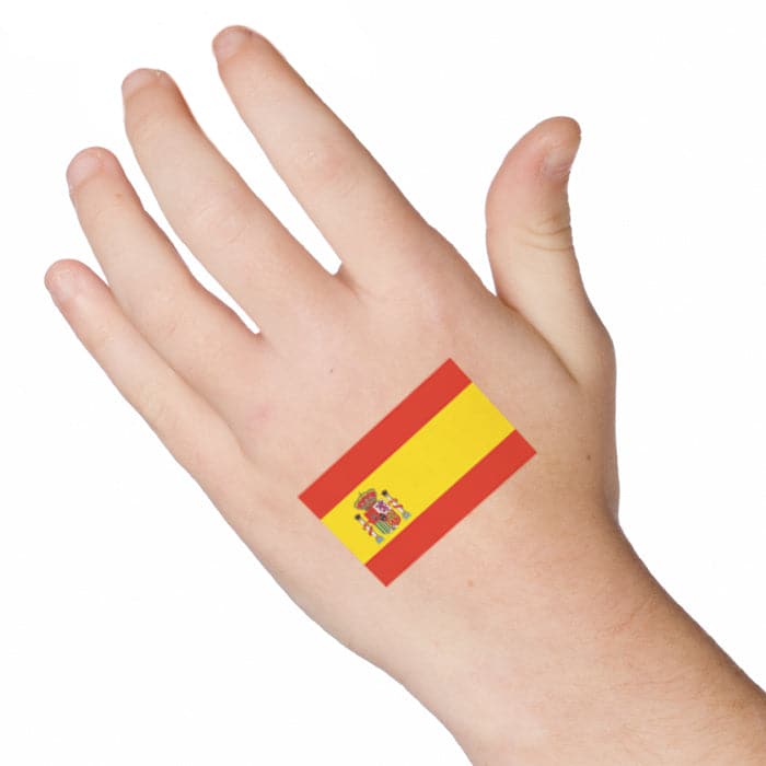 Spain Flag Temporary Tattoo 2 in x 1.5 in