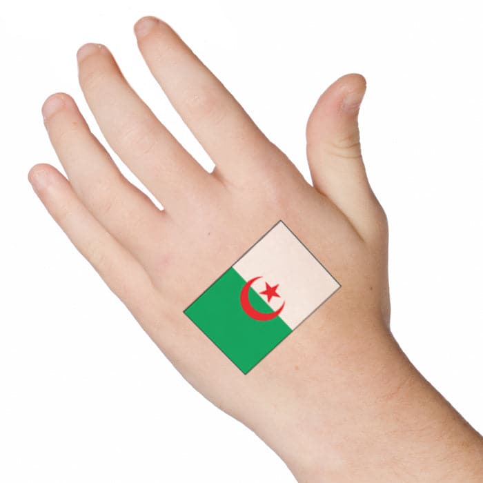 Algeria Flag Temporary Tattoo 2 in x 1.5 in