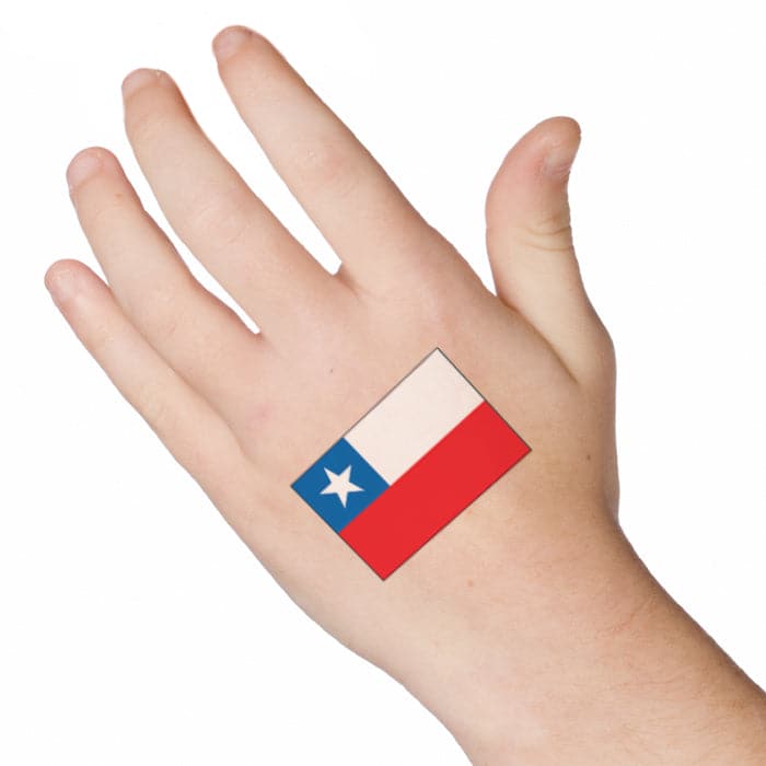 Chile Flag Temporary Tattoo 2 in x 1.5 in