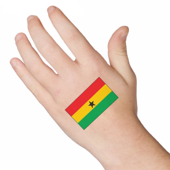 Ghana Flag Temporary Tattoo 2 in x 1.5 in