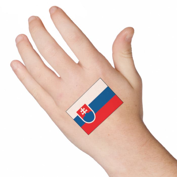 Slovakia Flag Temporary Tattoo 2 in x 1.5 in