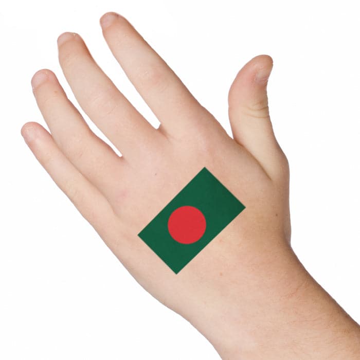 Bangladesh Flag Temporary Tattoo 2 in x 1.5 in