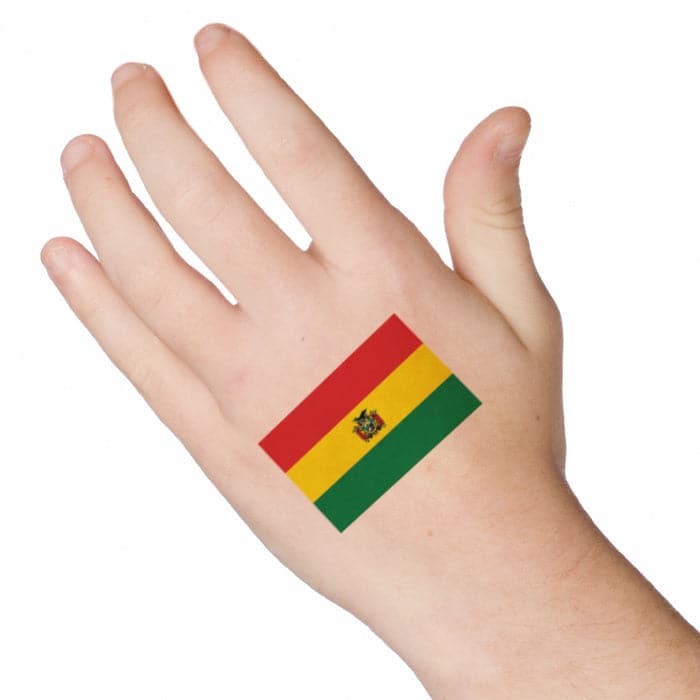 Bolivia Flag Temporary Tattoo 2 in x 1.5 in