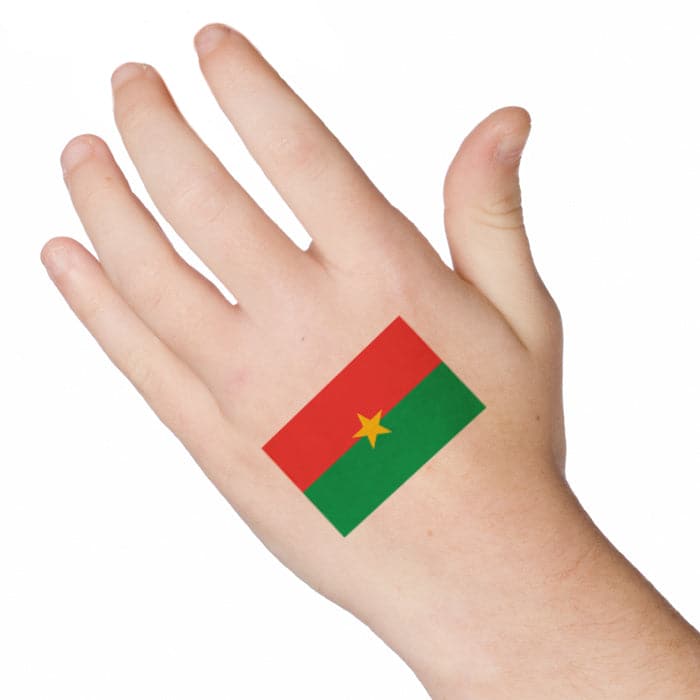 Burkina Faso Flag Temporary Tattoo 2 in x 1.5 in
