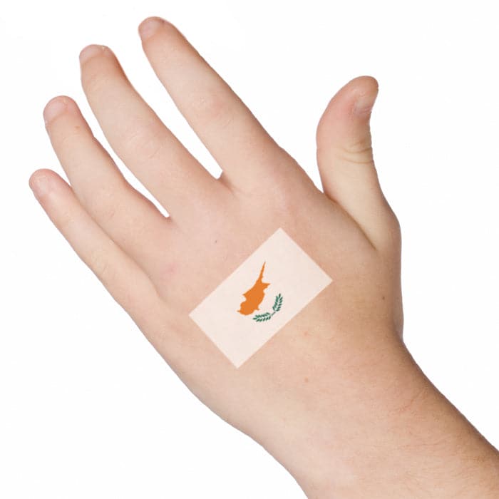 Cyprus Flag Temporary Tattoo 2 in x 1.5 in