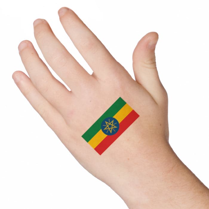 Flag of Ethiopia Temporary Tattoo 2 in x 1.5 in