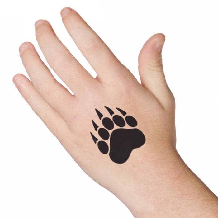 Bear Paw Print Temporary Tattoo 2 in x 2 in