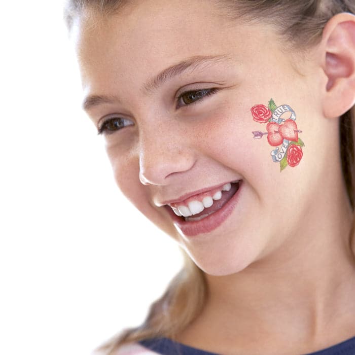 True Love Heart Temporary Tattoo 2 in x 2 in