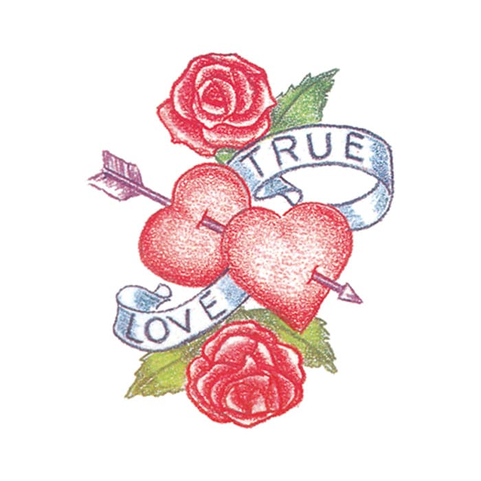 True Love Heart Temporary Tattoo 2 in x 2 in