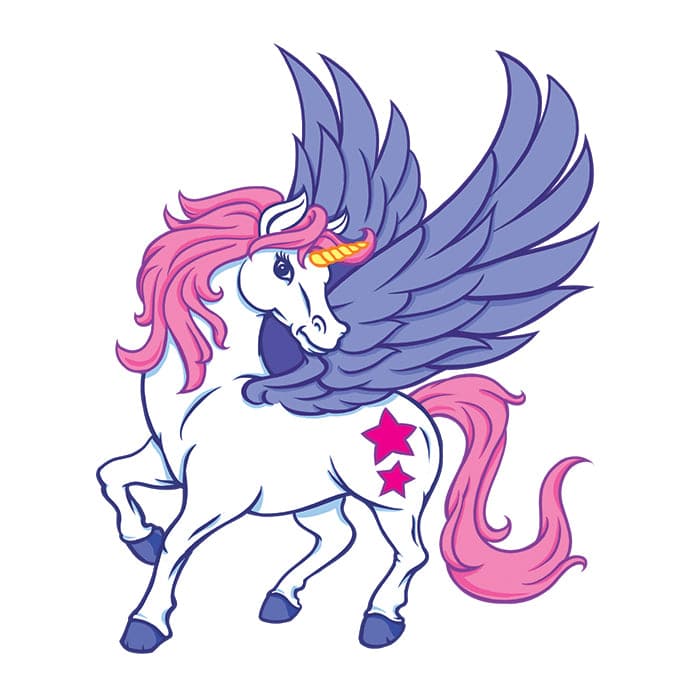 White Unicorn Temporary Tattoo 2 in x 2 in