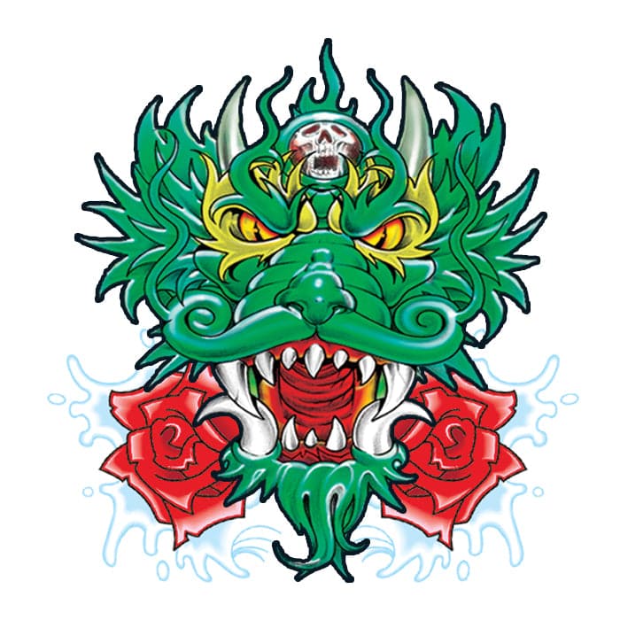 Green Chinese Dragon Temporary Tattoo 2 in x 2 in