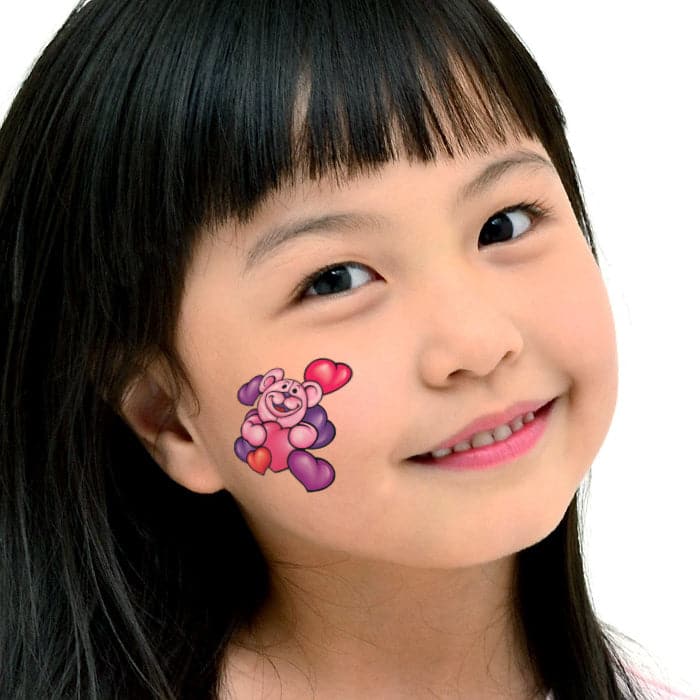 Pink Bear Temporary Tattoo 2 in x 2 in