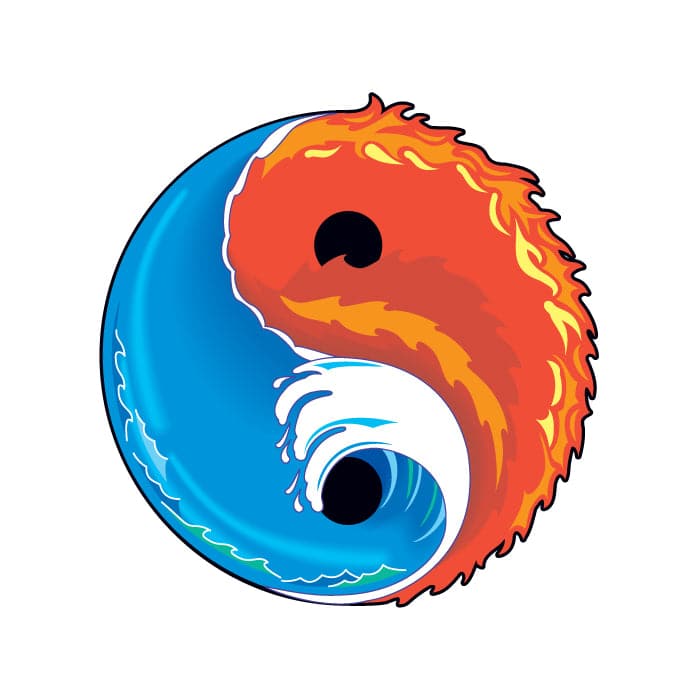 Elements Yin Yang Temporary Tattoo 2 in x 2 in