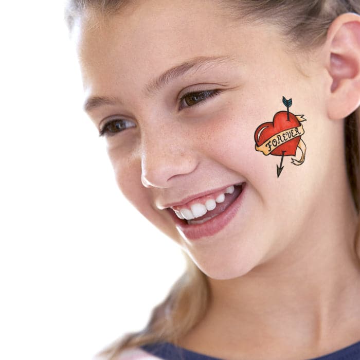 Forever Heart with Arrow Temporary Tattoo 2 in x 2 in