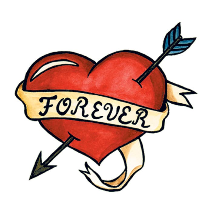 Forever Heart with Arrow Temporary Tattoo 2 in x 2 in