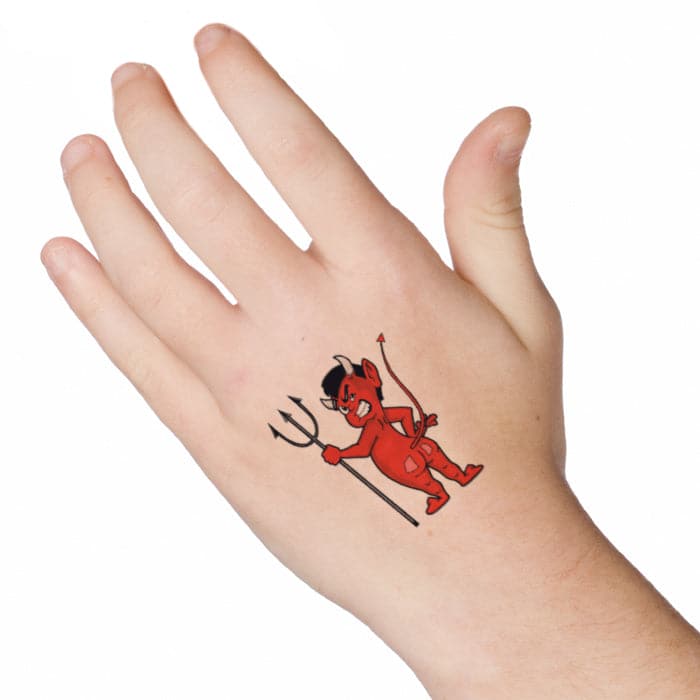 Devil with Pitchfork Temporary Tattoo 2 in x 2 in