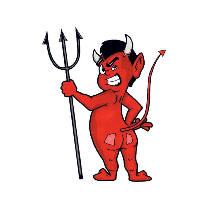 Devil with Pitchfork Temporary Tattoo 2 in x 2 in
