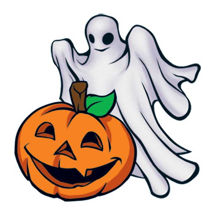 Ghost and Pumpkin Temporary Tattoo 2 in x 2 in