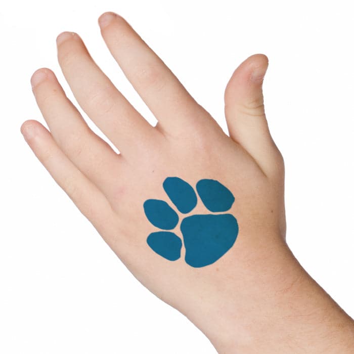 Blue Paw Print Temporary Tattoo 2 in x 2 in